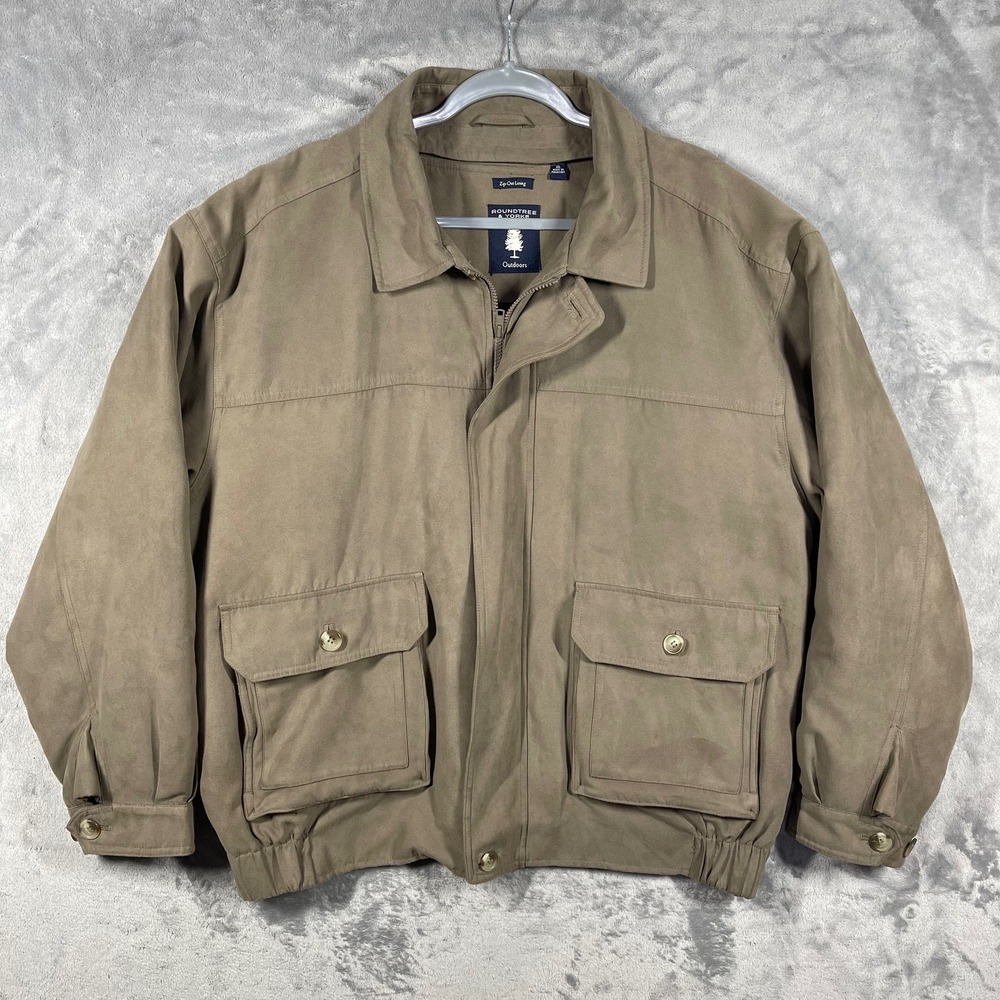 Roundtree & Yorke Outdoors Mens Khaki Zip Lined Jacket XL